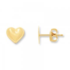 Young Teen Heart Earrings 14K Yellow Gold