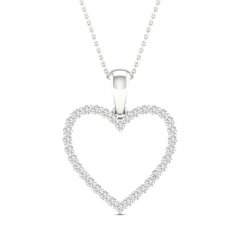 Diamond Heart Necklace 1/5 ct tw Round-Cut Sterling Silver 18"
