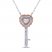 Diamond Heart Key Necklace 1/5 ct tw 10K Rose Gold Sterling Silver 18"