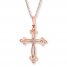 Cross Necklace 1/15 ct tw Diamonds 10K Rose Gold