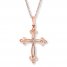 Cross Necklace 1/15 ct tw Diamonds 10K Rose Gold