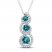 Oceanic Blue Topaz & White Topaz 3-Stone Necklace Sterling Silver 18"