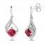 Lab-Created Ruby & White Lab-Created Sapphire Earrings Sterling Silver