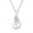 Diamond Om Necklace 1/20 ct tw Round-cut Sterling Silver