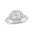 Diamond Engagement Ring 7/8 ct tw Princess/Round-Cut 14K White Gold