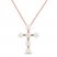 Freshwater Pearl & White Topaz Cross Necklace 10K Rose Gold 18"