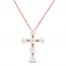 Freshwater Pearl & White Topaz Cross Necklace 10K Rose Gold 18"