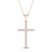 Diamond Cross Necklace 1/4 ct tw Round-Cut 10K Rose Gold 18"