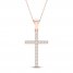 Diamond Cross Necklace 1/4 ct tw Round-Cut 10K Rose Gold 18"