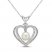 Cultured Pearl & White Lab-Created Sapphire Heart Necklace Sterling Silver 18"