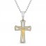 Men's Crucifix Pendant Stainless Steel/Yellow Ion Plating 24"