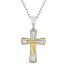 Men's Crucifix Pendant Stainless Steel/Yellow Ion Plating 24"