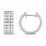 Diamond Hoop Earrings 1 ct tw Round-cut 10K White Gold