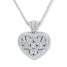 Heart Locket Necklace 1/20 ct tw Round-Cut Sterling Silver