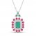 Lab-Created Emerald/Lab-Created Ruby/White Lab-Created Sapphire Necklace Sterling Silver 18"
