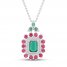 Lab-Created Emerald/Lab-Created Ruby/White Lab-Created Sapphire Necklace Sterling Silver 18"