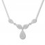 Diamond Teardrop Necklace 1 ct tw Round-cut Sterling Silver