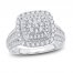 Diamond Engagement Ring 1 ct tw Round/Baguette-Cut 14K White Gold