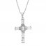 White Lab-Created Sapphire Cross Necklace Sterling Silver 18"