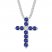 Blue/White Lab-Created Sapphire Cross Necklace Sterling Silver