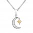 Diamond Moon Necklace 1/15 cttw Sterling Silver/10K Yellow Gold