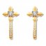 Diamond Cross Hoop Earrings 1/20 ct tw Round 10K Yellow Gold