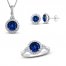 Blue, White Lab-Created Sapphire Gift Set Sterling Silver