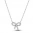 Diamond Bow Necklace 1/5 ct tw Round-cut 10K White Gold 18"