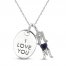 Blue & White Lab-Created Sapphire 'I Love You Mom' Necklace Sterling Silver 18"