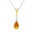 Citrine & Diamond Necklace Sterling Silver/10K Yellow Gold 18"