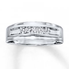 Men's Diamond Band 1/4 ct tw Round-cut 10K White Gold