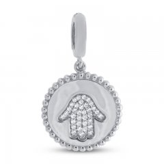 True Definition Diamond Hamsa Charm 1/6 ct tw Round-cut Sterling Silver