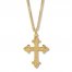 Men's Textured Cross Necklace 14K Yellow Gold 24" Length