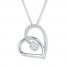 Diamond Heart Necklace 1/4 ct tw Round-cut 14K White Gold