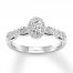 Diamond Engagement Ring 1 ct tw Oval/Round 14K White Gold