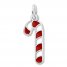 Candy Cane Charm Red/White Enamel Sterling Silver