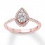 Diamond Teardrop Ring 1/3 ct tw Round-cut 10K Rose Gold