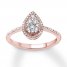 Diamond Teardrop Ring 1/3 ct tw Round-cut 10K Rose Gold