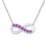 Infinity Necklace Amethysts 10K White Gold