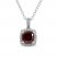 Garnet & White Lab-Created Sapphire Necklace Sterling Silver 17"