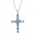 Blue Topaz & White Lab-Created Sapphire Cross Necklace Sterling Silver 18"
