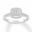Diamond Engagement Ring 1/4 ct tw Round/Princess 10K White Gold