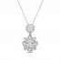 Sparks of Love Diamond Necklace 1 ct tw Round/Baguette 10K White Gold 18"