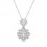 Sparks of Love Diamond Necklace 1 ct tw Round/Baguette 10K White Gold 18"