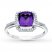 Amethyst Ring Cushion-Cut with Diamonds 10K White Gold