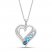 Vibrant Shades Aquamarine, Blue Topaz, White Lab-Created Sapphire Heart Necklace Oval, Round-Cut Sterling Silver 18"