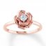 Diamond Flower Ring 1/8 Carat Round-cut 10K Rose Gold