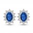 Blue & White Lab-Created Sapphire Earrings Sterling Silver