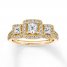 Diamond Engagement Ring 1-1/2 ct tw Princess/Round 14K Gold