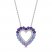 Vibrant Shades Amethyst, Tanzanite, White Lab-Created Sapphire Heart Necklace Sterling Silver 18"